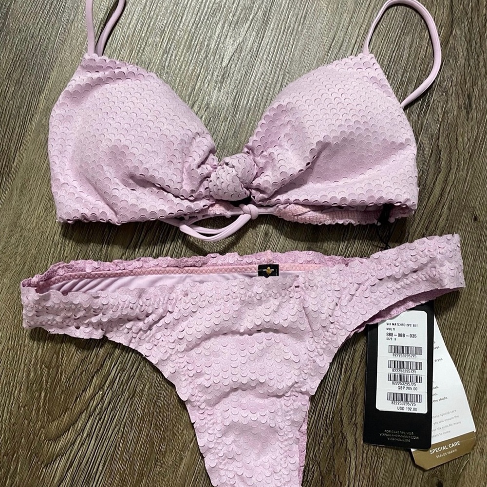 Vix Lilac Scalloped Texture Bikini Set
